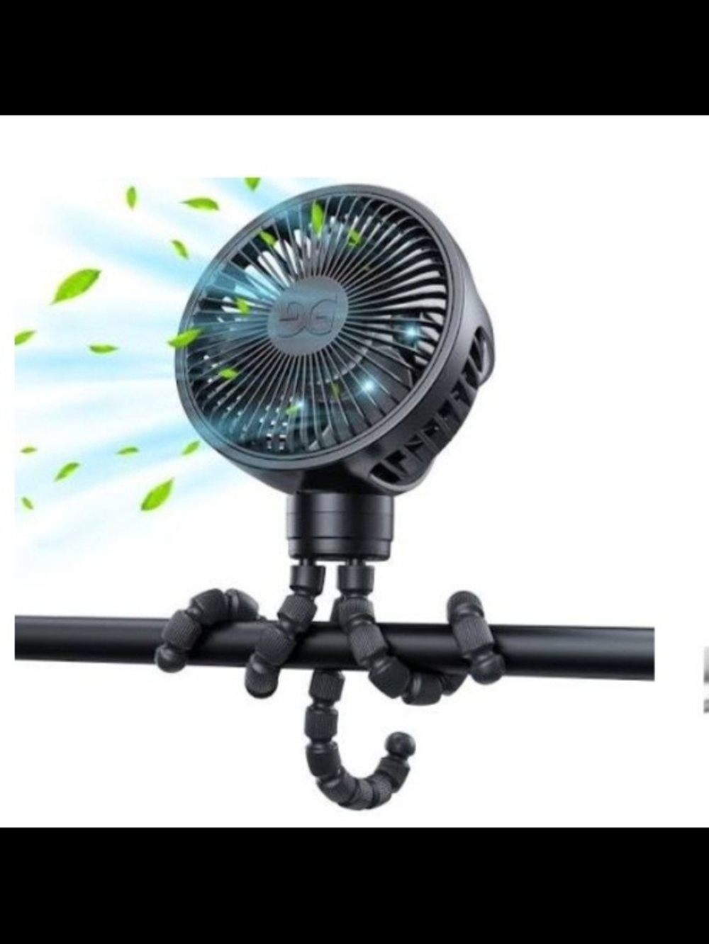 Portable Stroller/Car Fan, 3 Speeds, Black